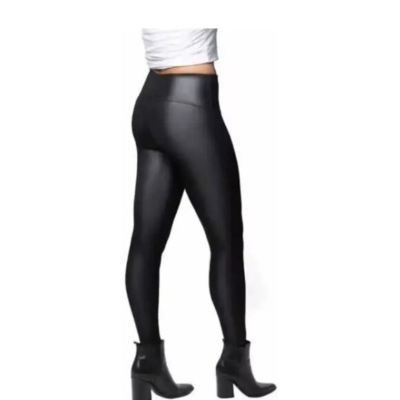 Jane and Bleecker Womens Small 2-4 Faux Leather Leggings Black Casual Comfort - Picture 3 of 5